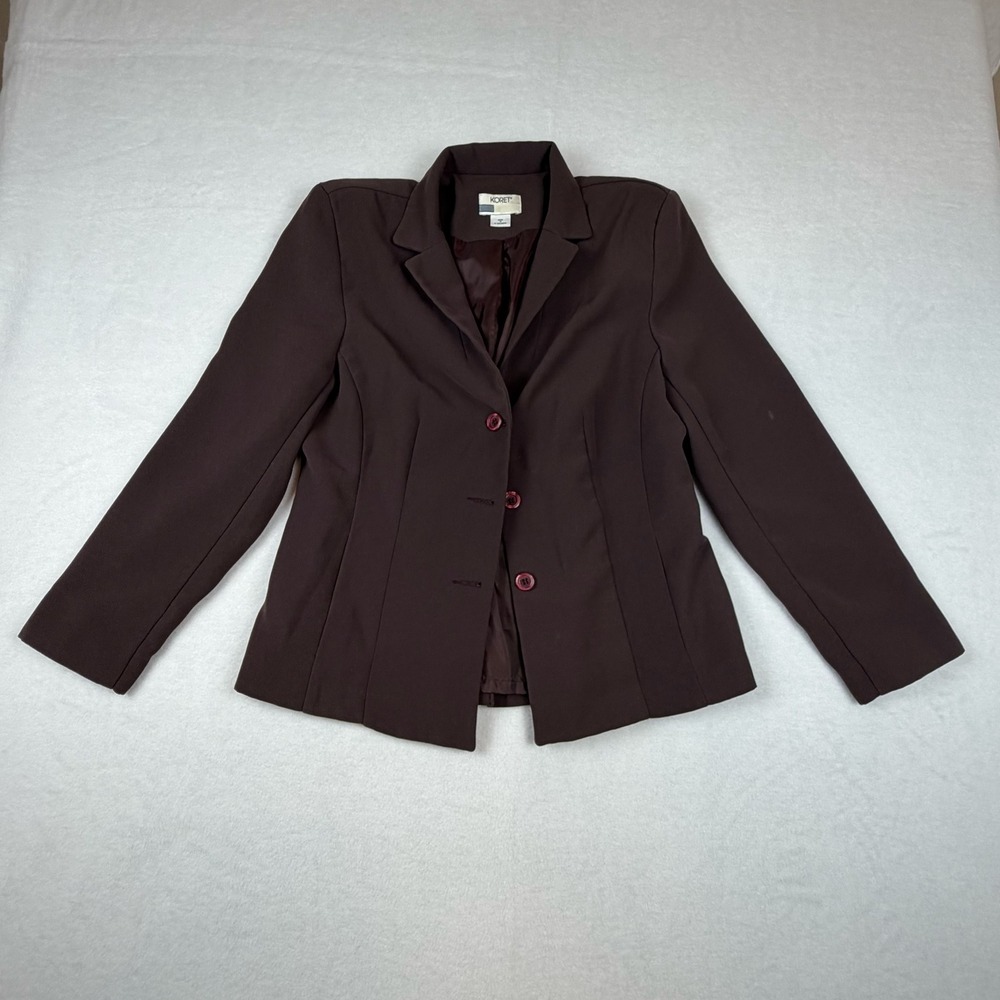 Koret Blazer Women Size 10 Brown 3-Button Structured Office Professional